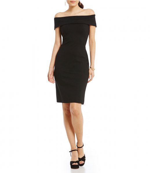 Black strapless short sleeve mini dress