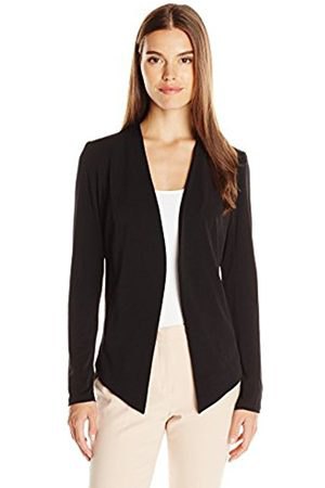 black sport blazer jacket with white scoop neck top and light pink pants