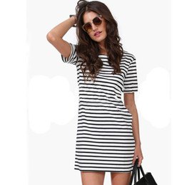 black and white striped short sleeve mini dress
