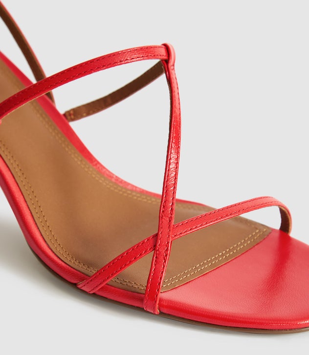 Ophelia Red Leather Strappy Kitten Heels - REI