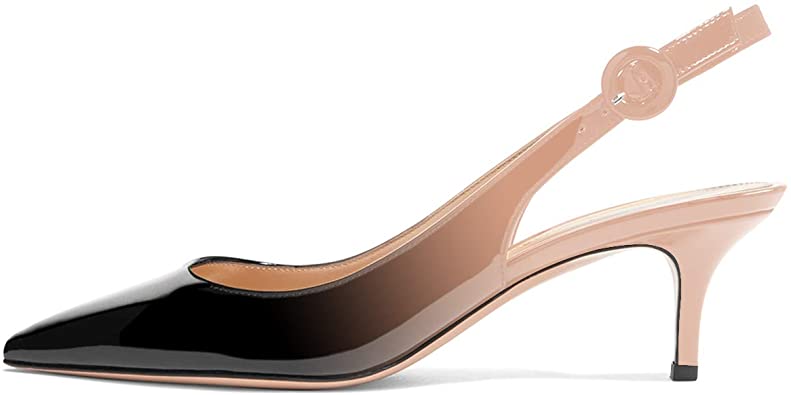 Amazon.com |  IMOSHINE Women's Pointed Toe Slingback Kitten Heels.