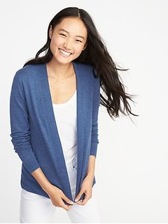 blue cardigan with white t-shirt and matching jeans
