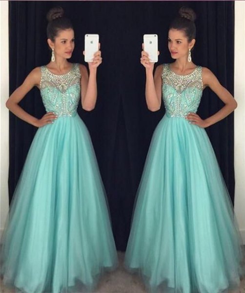 sleeveless silver sequin and teal fitted maxi chiffon dress