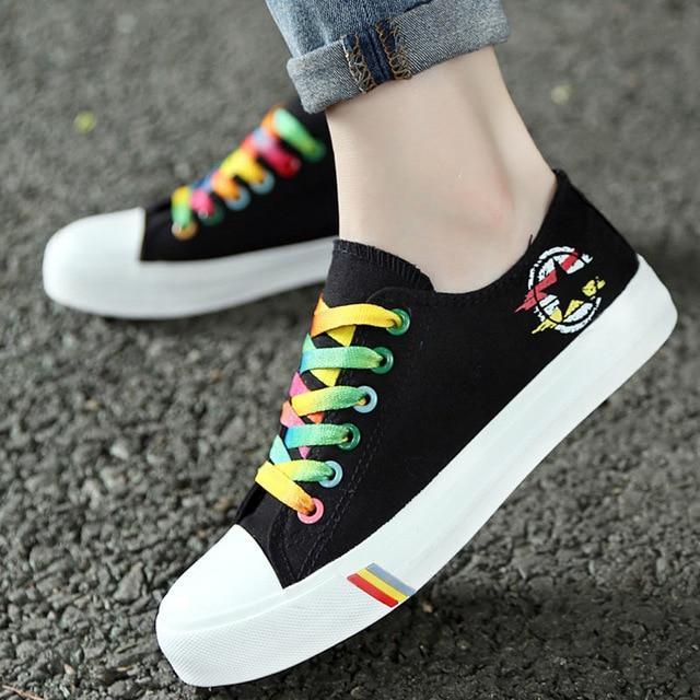 Women's casual shoes spring and summer ladies lace-up canvas shoes.