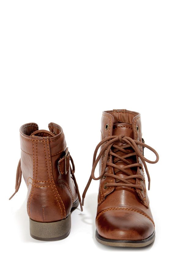 Madden Girl Armie Cognac Lace Up Boots |  boots, laces.