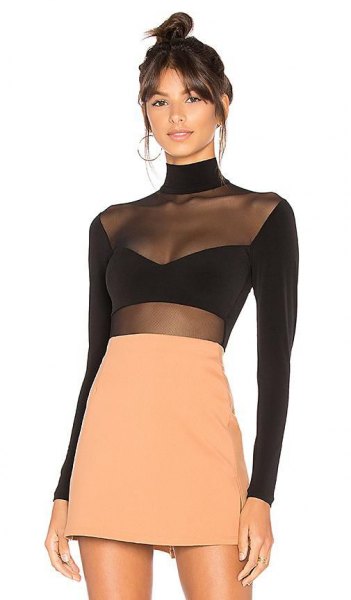black and orange skirt with long sleeves