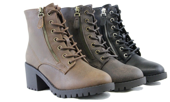 Up To 66% Off Women's Combat Ankle Boots Chun... |  Groupon Goo