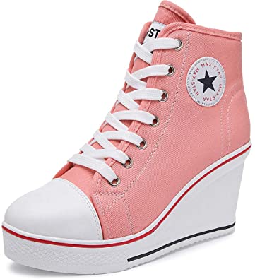Amazon.com |  High Heel Canvas Wedge Sneakers - Trendy & Comfy.