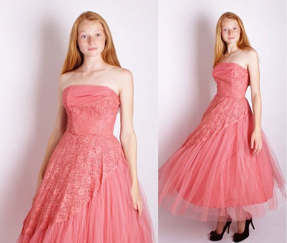 Blush Pink Floral Embroidered Chiffon Tube Maxi Swing Dress