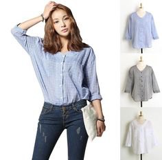 collarless light blue linen shirt with blue skinny jeans