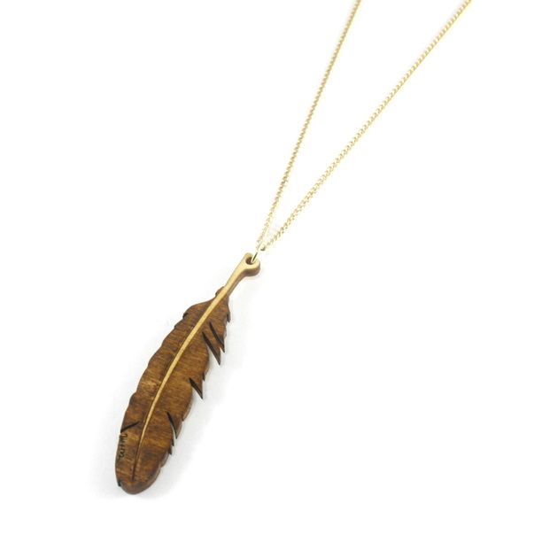 Feather chain of wolf and moon |  Feather necklaces, wooden jewel
