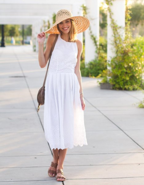 white airy midi dress outfit