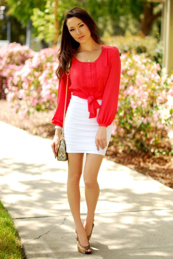 Bandage skirt red and white