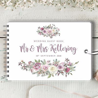 Personalized Wedding Guest Book Frosted Rose Blank Message Book.