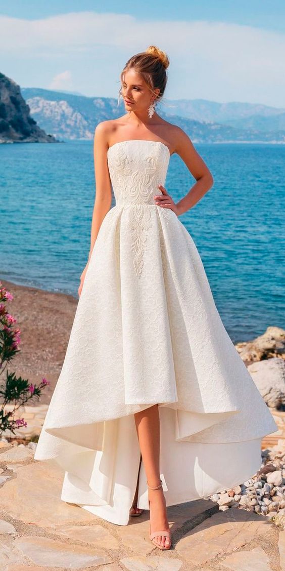 high low lace wedding dress 