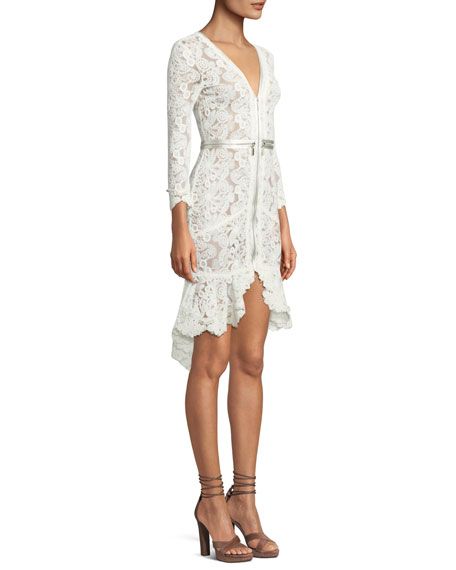 High low lace dress white casual