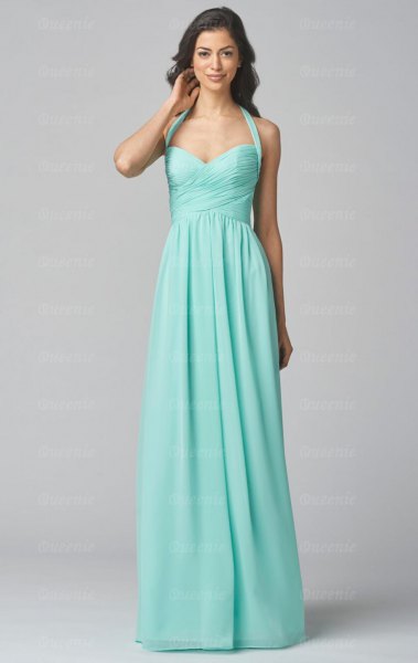 Halter neckline with sweetheart neckline and flared maxi dress