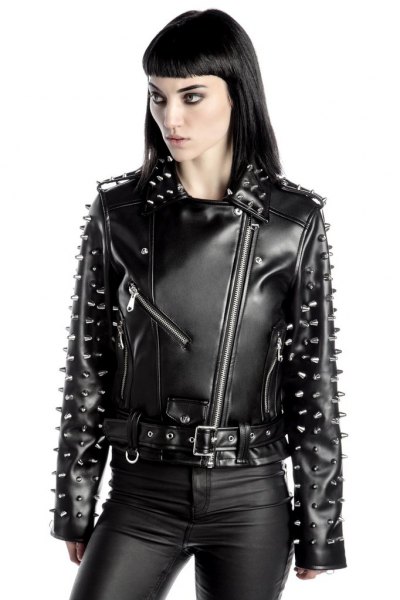 Spike Moto jacket with leather gaiters