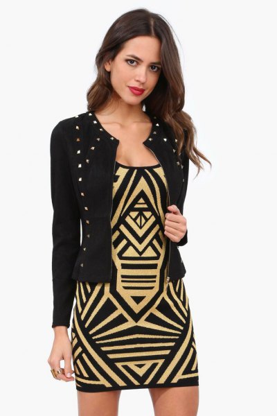 Jacket with studs in black and gold
