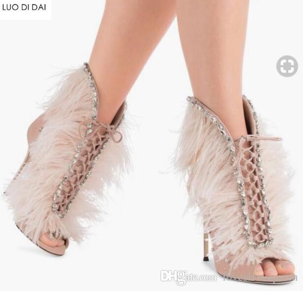 2019 New Sexy Women's Peep Toe Boots Gladiator Sandals Summer Boots.