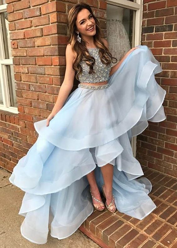 high low prom dress baby blue