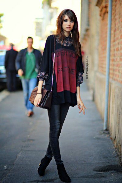 oversized t-shirt outfit with black print