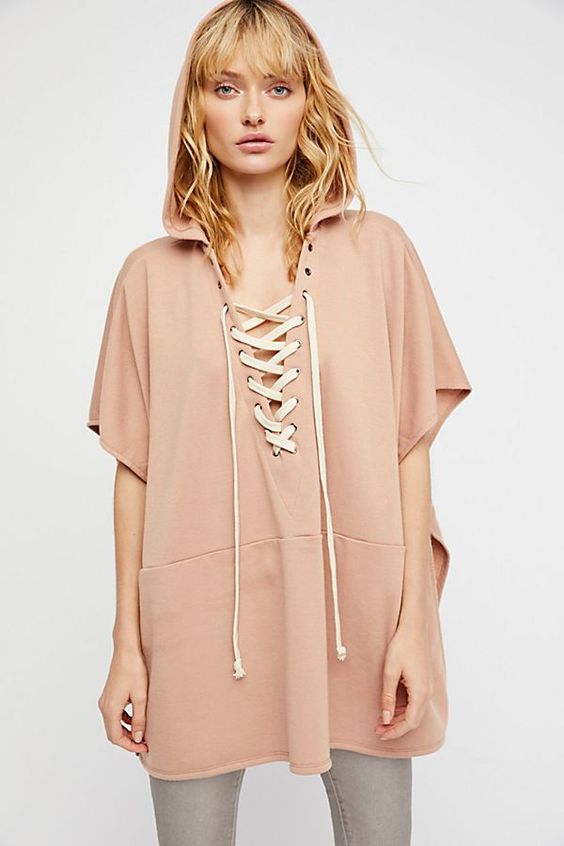 Hooded lace poncho