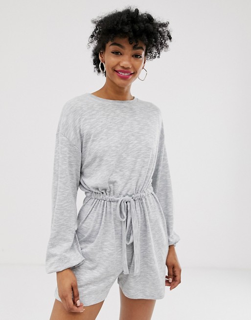 ASOS DESIGN Slouchy Button Back Long Sleeve Romper |  HOW