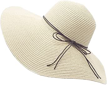 Women's Floppy Straw Hat Wide Brim Foldable Beach Cap Sun Hat for.