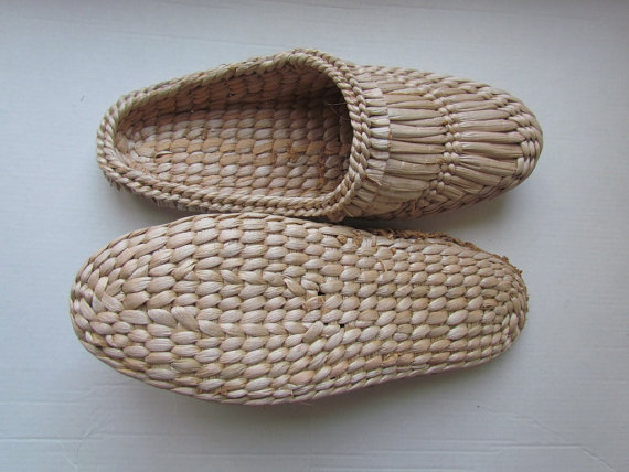 Bast sandals Straw shoes Sauna shoes Massage slippers Vegan.