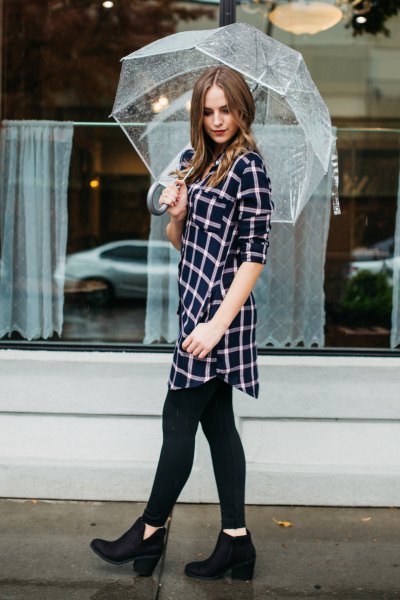 black and white checked tunic leggings