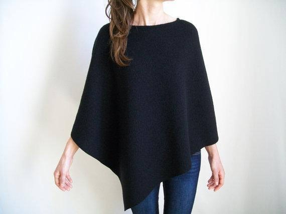 black skinny jeans made of wool poncho, blue