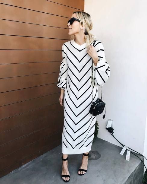 black and white striped dress modern