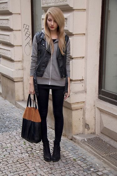 Black leather vest outfits