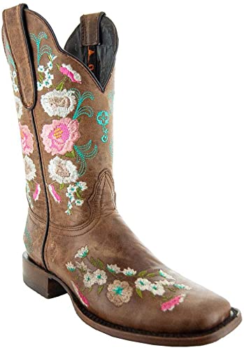 Amazon.com |  Soto Boots Women's Jasmine Floral Square Toe Cowgirl.