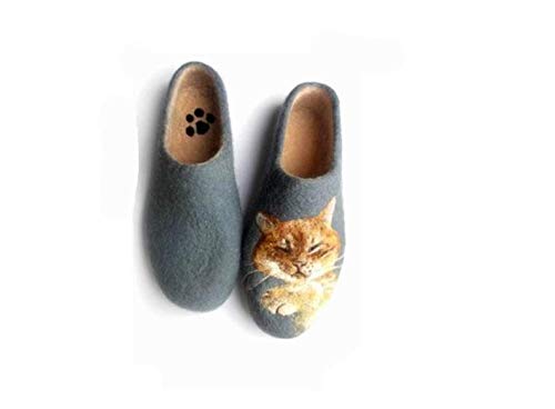 Amazon.com: Custom Felt Slippers with Cat Portrait, Wool Clogs.