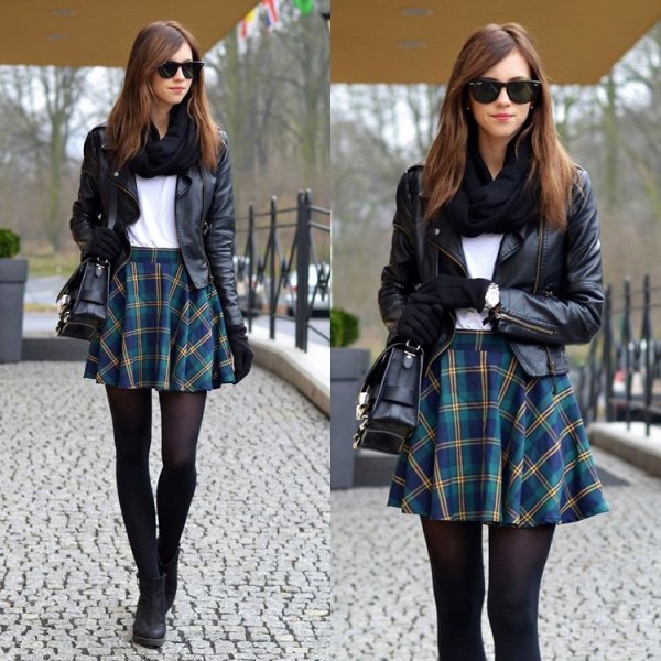 Green Plaid Skirt Outfit Ideas