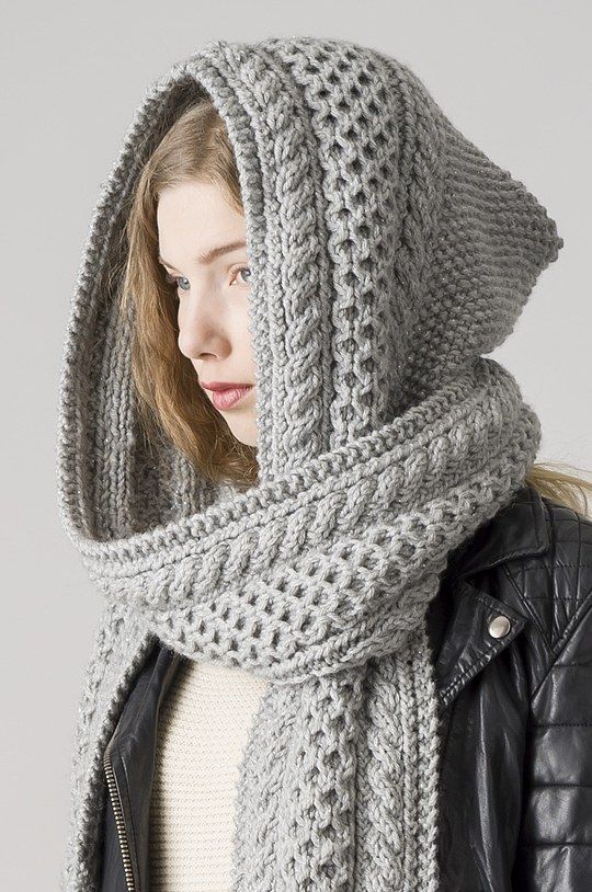 hooded scarf grey