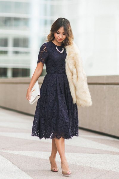 How to style a black lace midi dress