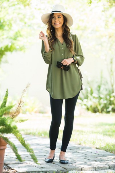 How to style a green tunic top