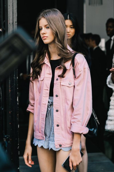 How to style a pink denim jacket