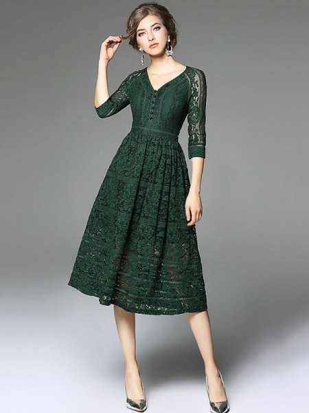 How to style dark green dress