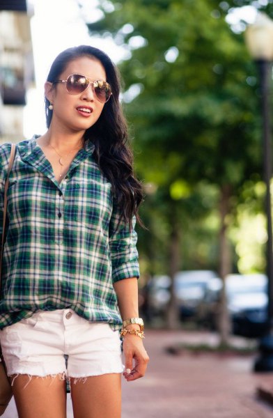 How to style green plaid shirt