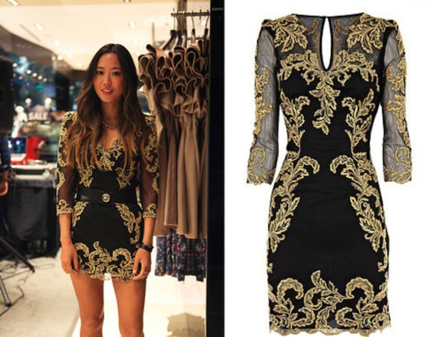 How to wear a black and gold dress