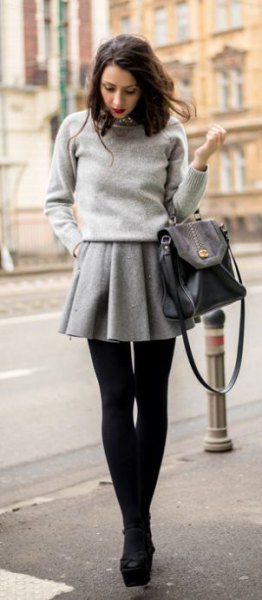 How to wear a gray wool skirt