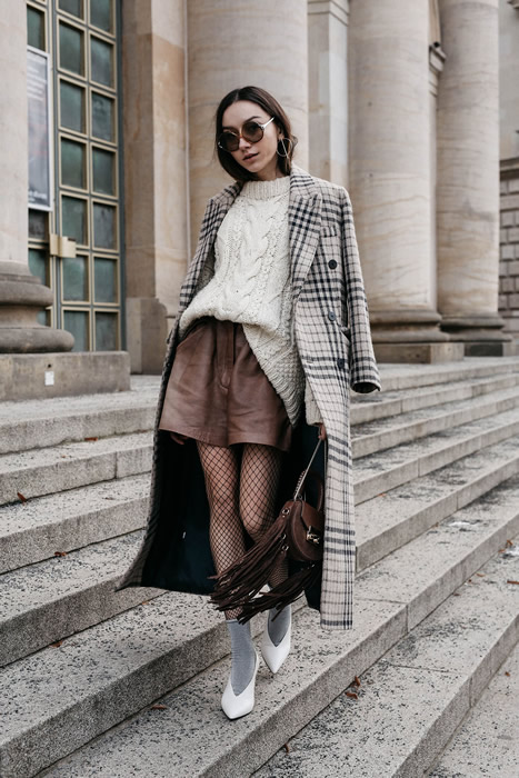 Knit sweater with long coat
