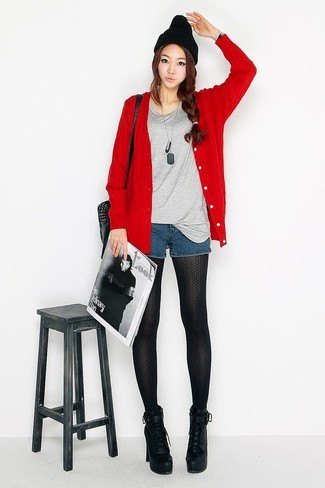 How to wear a red cardigan