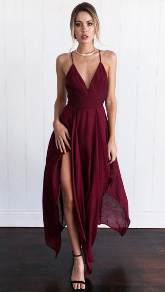 How to wear burgundy long dress