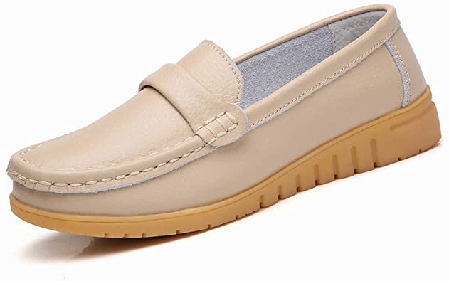 Amazon.com |  Leather Shoes Slip on Women Flats Moccasins Ladies.