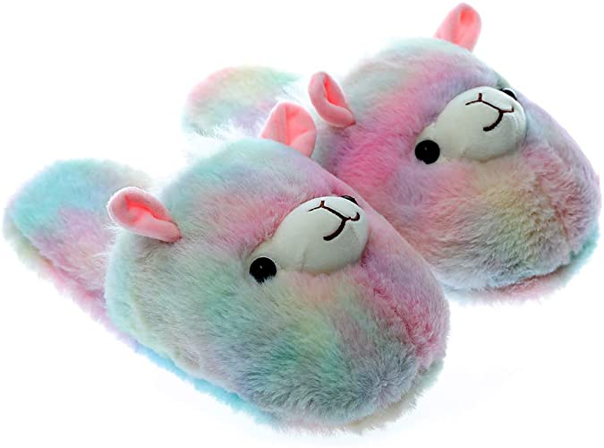 Amazon.com |  Cute soft toy rainbow unicorn plush slippers.